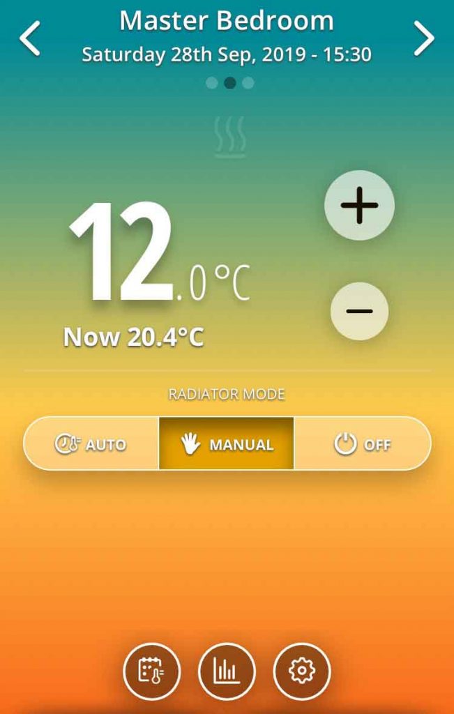 Smart-Command App controller screen temperature adjustment